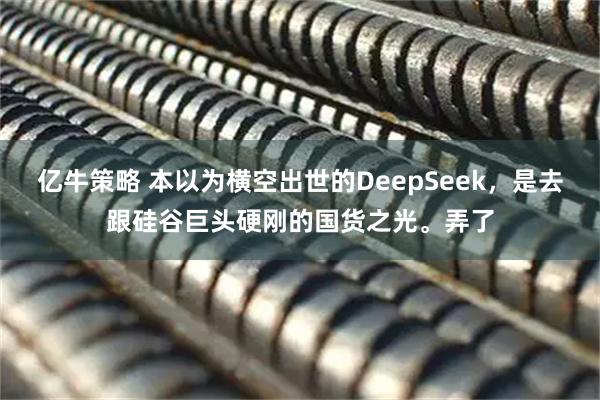 亿牛策略 本以为横空出世的DeepSeek，是去跟硅谷巨头硬刚的国货之光。弄了